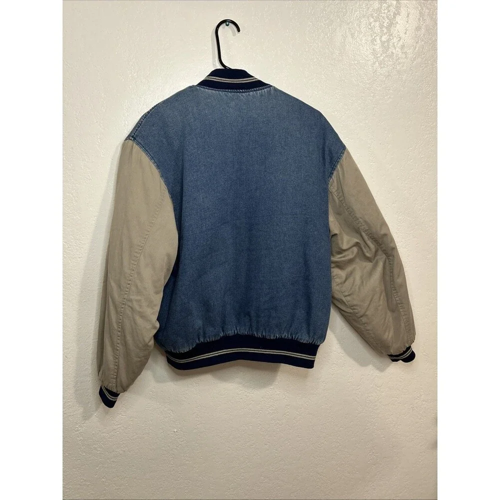Vintage 90s Canyon Guide Outfitters Wal Mart Varsity Jacket Medium Denim Snap - Picture 7 of 16